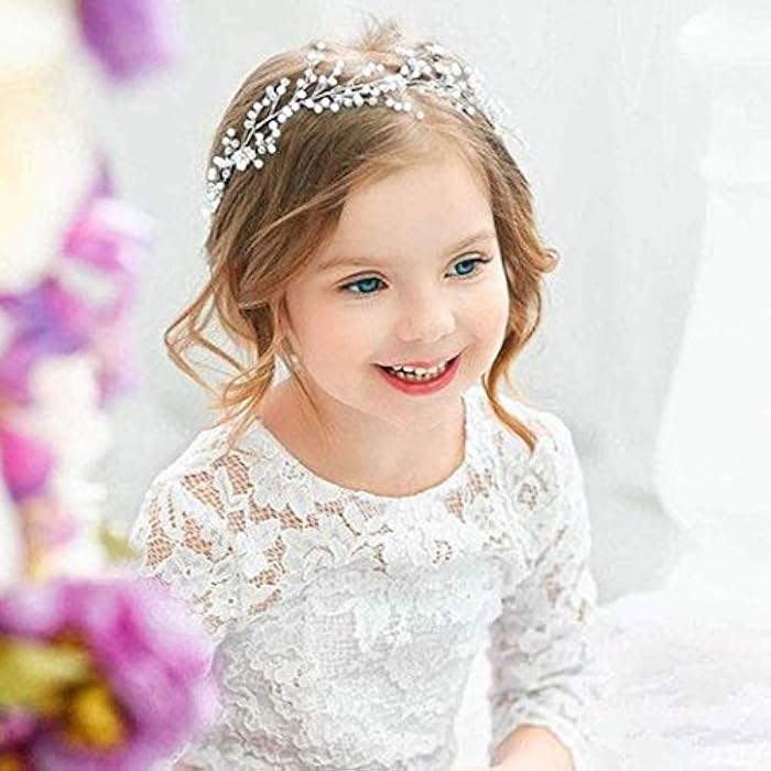 Unicra Bride Wedding Pearl Hair Vines Crystal Babys Breath Headpieces Wedding Hair Accessories for Women and Girls (Gold) - Image 1